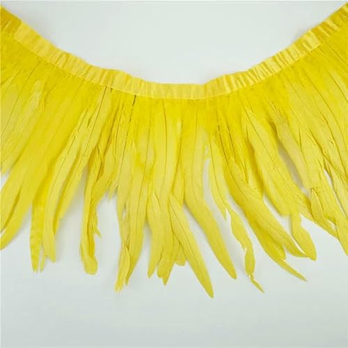 Meter Hahnenschwanzfederbesatz, Handarbeitszubehör, farbige Federfransen, Nähen, Karnevalsfedern, DIY-Feiertagsdekorationen, Gelb, 20–25 cm, 8–10 Zoll von HFNCE