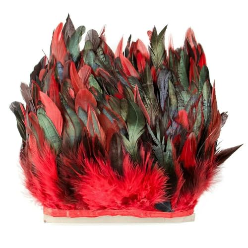 Meter flauschige Hahnenfedern, Fransen, 10–18 cm, Hühnerfederbesatz zum Basteln, Bänder, Federn, Hochzeitskleidung, Dekoration, Rot Meter flauschige Hahnenfedern, Fransen, 10–18 cm, Hühnerfederbesatz zum Basteln, Bänder, Federn, Hochzeitskleidung, Dekoration, Rot von HFNCE