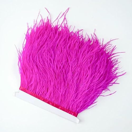 Natürliche, flauschige Straußenfedern, 1 Meter, 8–10 cm, rote Straußenfedern, Bastelband für Hochzeitskleider, Nähen, Kleidungsdekoration, Rosarot004 von HFNCE