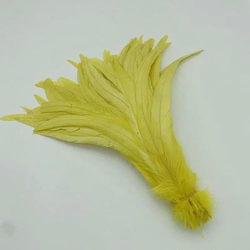 Natürliche Hahnenschwanzfedern, mintgrüne Federn, DIY-Hahnkleidung, Schmuckzubehör, Party, Großhandel, 25–45 cm, 10–18 Zoll, Gelb, 14–16 Zoll, 35–40 cm von HFNCE