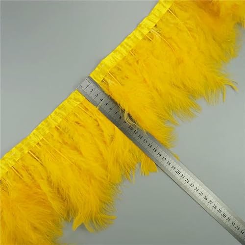 Yards/Lot Natürliche Federfransenbesatz Farbige, flauschige DIY-Putenfedern Kleiderzubehör Plumas-Fransen für Kleidung-Golden von HFNCE