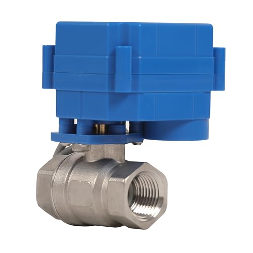 HFS (R) Motorisierter Kugelhahn, elektrisch, 1,27 cm NPT mit 15 mm vollem Anschluss, 3 Drähte, 2 Steuerungen, Edelstahl 304, 9–24 V AC/DC für Flüssigkeitskontrolle von HFS