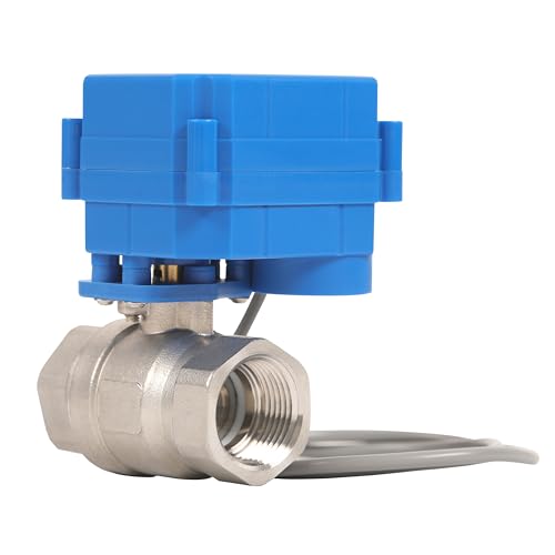 HFS (R) Motorisierter Kugelhahn, elektrisch, 1,9 cm NPT mit 20 mm vollem Anschluss, 3 Drähte, 2 Steuerungen, Edelstahl 304, 9–24 V AC/DC für Flüssigkeitskontrolle von HFS