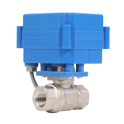 HFS (R) Motorisierter Kugelhahn, elektrisch, 6,35 mm NPT mit 8 mm vollem Anschluss, 3 Drähte, 2 Steuerungen, Edelstahl 304, 9–24 V AC/DC für Flüssigkeitskontrolle von HFS
