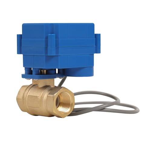 HFS (R) Motorisierter Kugelhahn aus Messing, elektrisch, 1,27 cm NPT mit 15 mm vollem Anschluss, 3 Drähte, 2 Steuerungen, 9–24 V AC/DC für Flüssigkeitskontrolle von HFS