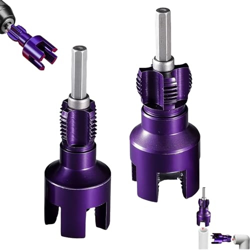 Purple Pipe Thread Cutting Tool for Internal & External Threads, Double-Sided Plumber Rethreader, Dual-Function Pipe Thread Cutting Tool, Electric Drill Compatible PVC Pipe Threader(Purple 4'+6') von HFSAZJ