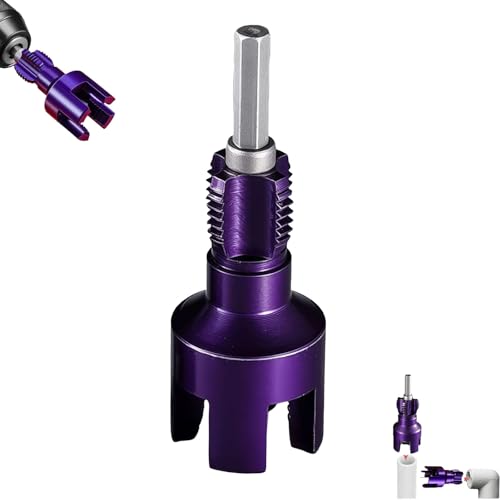 Purple Pipe Thread Cutting Tool for Internal & External Threads, Double-Sided Plumber Rethreader, Dual-Function Pipe Thread Cutting Tool, Electric Drill Compatible PVC Pipe Threader Kit (Purple 4') von HFSAZJ