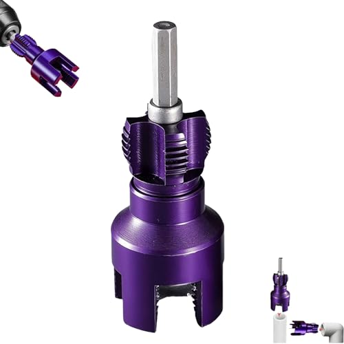 Purple Pipe Thread Cutting Tool for Internal & External Threads, Double-Sided Plumber Rethreader, Dual-Function Pipe Thread Cutting Tool, Electric Drill Compatible PVC Pipe Threader Kit (Purple 6') von HFSAZJ