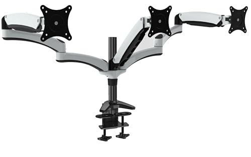 HFTEK® DS137S Monitorarm - Triple - Halterung Halter Tischhalterung für 3 Bildschirme von 15 – 27 Zoll mit VESA 75/100 von HFTEK