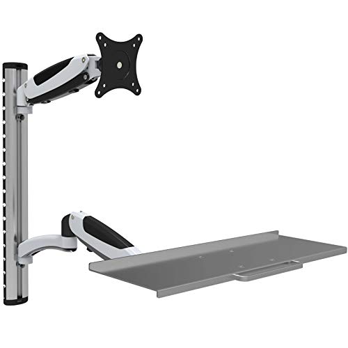 HFTEK FY02WS Monitor Halterung Halter Wandhalterung für Bildschirme von 13 bis 34 Zoll mit VESA75 / 100 – Tastaturablage mit Gasdruckfederarm von HFTEK