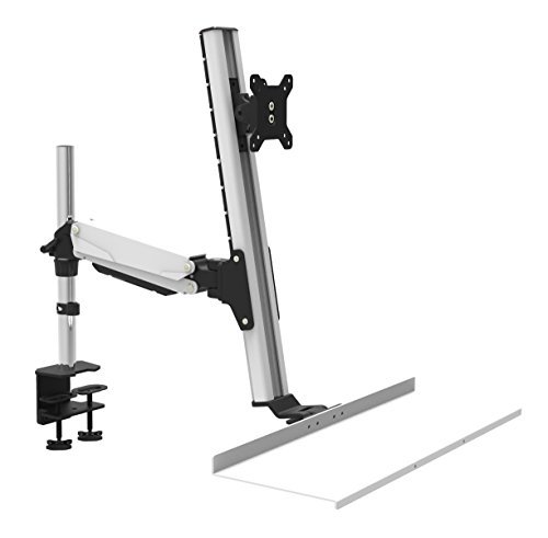 HFTEK® FY11WS Workfit Workstation Monitor Halterung Halter Tischhalterung Stand bis zu 27 Zoll mit VESA 75/100 Sit & Stand (FY11WS) von HFTEK