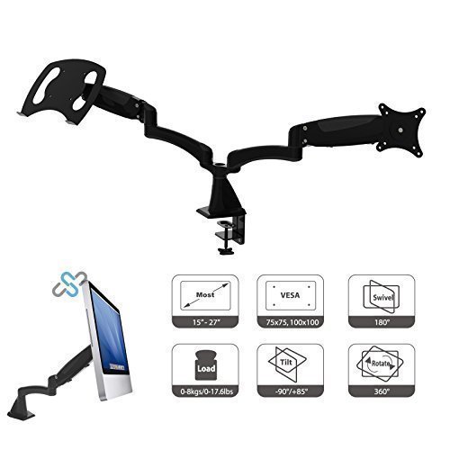 HFTEK® GM124FB + D10 Monitor Halter Tischhalterung für 2 Bildschirme von 15 bis 27 Zoll mit VESA 75/100 - vollbeweglich - höhenverstellbar von HFTEK