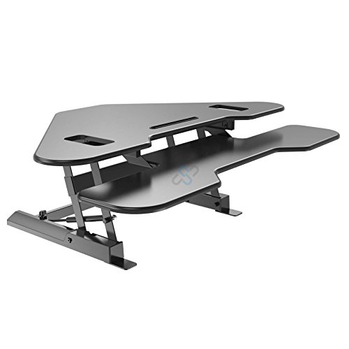 HFTEK® Sitz-Steh Schreibtisch Arbeitsplatz Sit & Stand Desktop Laptop Workstation höhenverstellbar (FY02T) von HFTEK