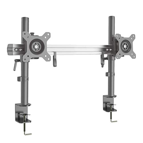 HFTEK 2-Fach-Monitorarm - dual - Halter Tischhalterung für 2 Bildschirme von 15 – 27 Zoll mit Klemmsystem - VESA 75/100 (MP220C-NS) -Individuell umrüstbar von HFTEK