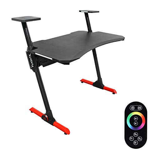 HFTEK Gaming Schreibtisch - Gamingtisch - Ergonomischer Gamer Desk - Computertisch mit RGB LED (FA32GBL) von HFTEK