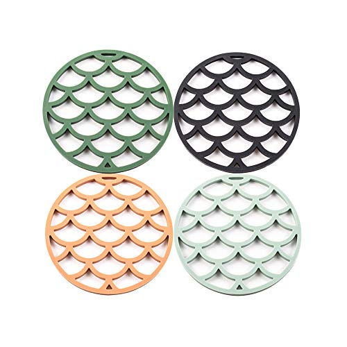 Silikon-Untersetzermatten, Hot Pot Holder Hitzebeständige und rutschfeste Hot Pads für Küche (4 Stück) von HFTJ