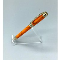 Orange-Blauer Princess Pen Mit Diamantsplittern, Hergestellt in Den Usa, Schwarzem Besitz von HFTPenStore