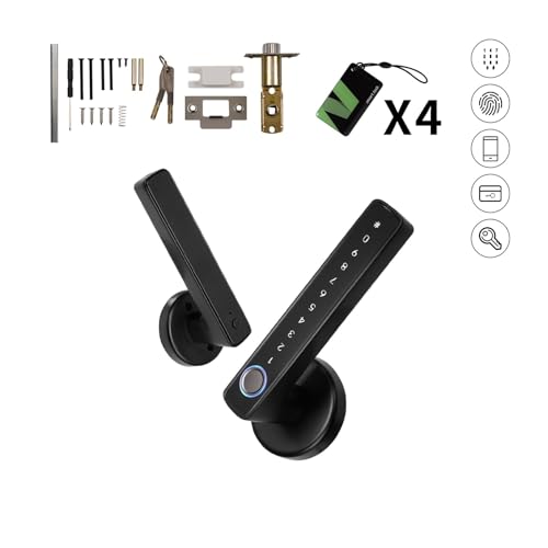 HFWRDVJCM Bluetooth Smart Fingerabdruck Türgriffschloss Elektronisches Passwort APP Fernentriegelung Hotel Wohnung Büro Miethaus(Lock and IC-4) von HFWRDVJCM