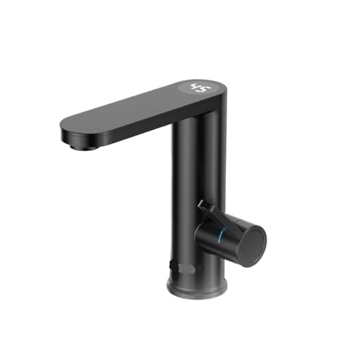 HFWRDVJCM Elektrischer Warmwasserbereiter, Warmwasserhahn, 2-in-1-Waschtischhahn, Durchlauferhitzer, Geyser 220, Durchlauferhitzer, Wasserhahn for Zuhause(Matte Black) von HFWRDVJCM