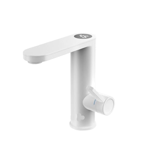 HFWRDVJCM Elektrischer Warmwasserbereiter, Warmwasserhahn, 2-in-1-Waschtischhahn, Durchlauferhitzer, Geyser 220, Durchlauferhitzer, Wasserhahn for Zuhause(Matte White) von HFWRDVJCM