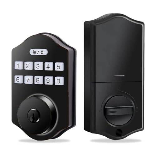 HFWRDVJCM Intelligentes Haustürschloss mit Riegel, schlüssellose Zugangsschlösser, Digitale Tastatur, Sicherheit for Zuhause, Entriegelung mit Passwort/Schlüssel(Black) von HFWRDVJCM
