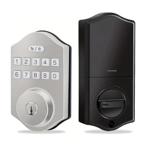 HFWRDVJCM Intelligentes Haustürschloss mit Riegel, schlüssellose Zugangsschlösser, Digitale Tastatur, Sicherheit for Zuhause, Entriegelung mit Passwort/Schlüssel(Silver) von HFWRDVJCM