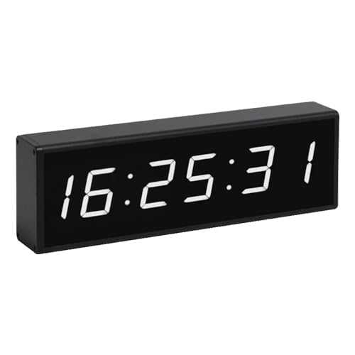 HFWRDVJCM Tragbare Digitale Wanduhr mit 6-stelliger LED, Countdown-Timer, Echtzeit, 12, 24 Stunden, 1,8 Zoll(White) von HFWRDVJCM