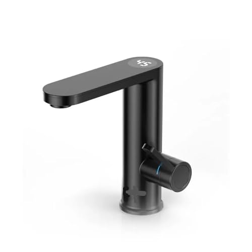 HFWRDVJCM Warmwasserbereiter 220, 2-in-1-Waschtischarmatur, Kalt- und Warmwasserhahn, Durchlauferhitzer, fließender elektrischer Wasserhahn, beheizter Mischer(Matte Black) von HFWRDVJCM