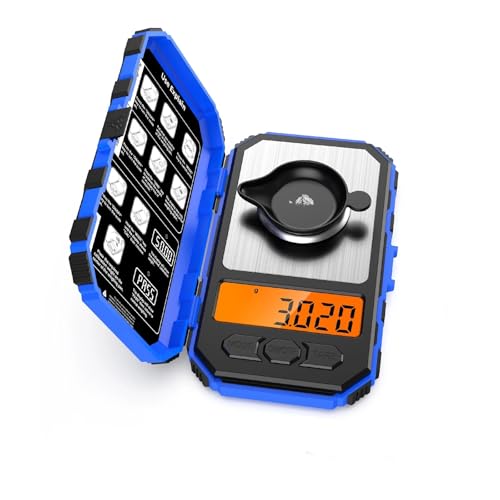 HFWRDVJCM für den Heim- und Bürogebrauch 50g Mini Digitalwaage 0,001g Hochpräzise Taschenwaage Elektronische Waage Professionelle Milligrammwaage for Schmuck Gold(Blue) von HFWRDVJCM