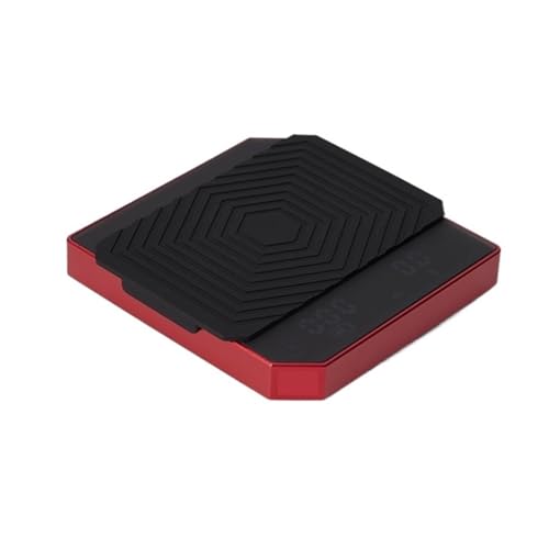 HFWRDVJCM für den Heim- und Bürogebrauch Elektronische Waage aus Metall for Espressokaffee 0,1/g Hochpräzise professionelle Kaffeewaage/Espressowaage mit Timer(Metal-Scale-Red) von HFWRDVJCM