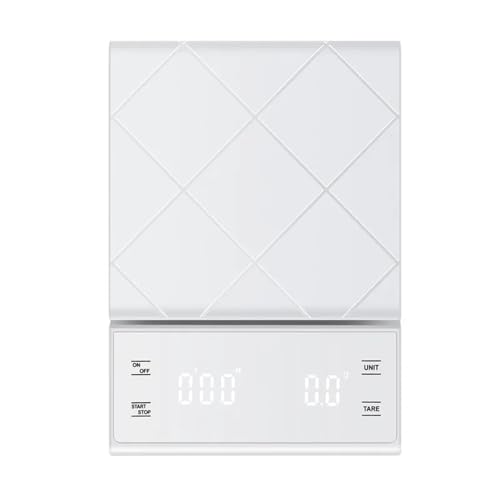 HFWRDVJCM für den Heim- und Bürogebrauch Kaffeewaage, Timerfunktion, Digitalanzeige, Maximalgewicht 3 kg, Genauigkeit 0,1 g, Lebensmittel-Küchenwaage, Grammgewicht, kleine Waage(White) von HFWRDVJCM