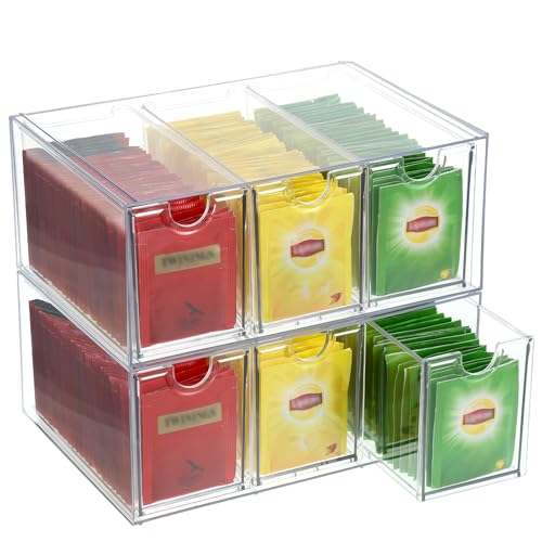 HFYZZ 8 Teebeutelschubladen, transparenter Acryl-Teebeutelaufbewahrungs-Organizer, stapelbare Teepaket-Schubladen, Halter für Schrank, Speisekammer, Küche, Arbeitsplatte HFYZZ 8 Teebeutelschubladen, transparenter Acryl-Teebeutelaufbewahrungs-Organizer, stapelbare Teepaket-Schubladen, Halter für Schrank, Speisekammer, Küche, Arbeitsplatte von HFYZZ