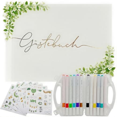 Hochwertiges Hochzeit Gästebuch Vintage mit Gratis Sticker und 12 Stifte, Gästebuch zum Ausfüllen und Fotos Einkleben Ideal für Brautpaar Erinnerungen Hochzeit Deko Hochwertiges Hochzeit Gästebuch Vintage mit Gratis Sticker und 12 Stifte, Gästebuch zum Ausfüllen und Fotos Einkleben Ideal für Brautpaar Erinnerungen Hochzeit Deko von HFYZZ