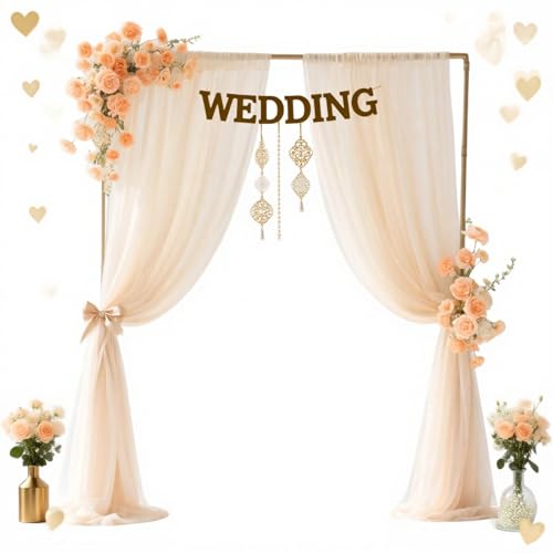 Hochzeitsbogen Vorhang Hochzeit, 75 x 600 cm Querbehang Transparente Tüll Hochzeits Hintergrund, Wandbehang Dekoration für Fotografie Party Hochzeit Torbogen Zeremonie Wohnzimmer Champagner Hochzeitsbogen Vorhang Hochzeit, 75 x 600 cm Querbehang Transparente Tüll Hochzeits Hintergrund, Wandbehang Dekoration für Fotografie Party Hochzeit Torbogen Zeremonie Wohnzimmer Champagner von HFYZZ