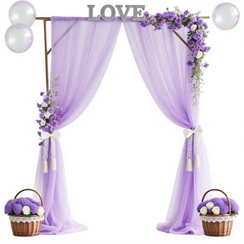 Hochzeitsbogen Vorhang Hochzeit, 75 x 600 cm Querbehang Transparente Tüll Hochzeits Hintergrund, Wandbehang Dekoration für Fotografie Party Hochzeit Torbogen Zeremonie Wohnzimmer Lila von HFYZZ