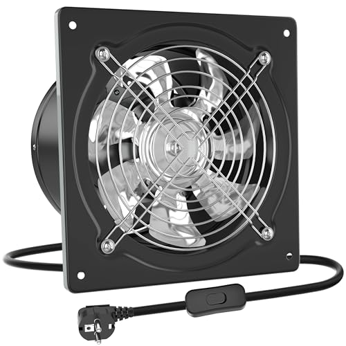 HG Power Ø150mm Abluftventilator 525m³/h Badlüfter Leiser mit Rücklaufklappe 38W Leistungsstarke Wandventilator mit EU-Stecker für Küche Badezimmer Garage Untergeschoss(Schwarz) von HG Power