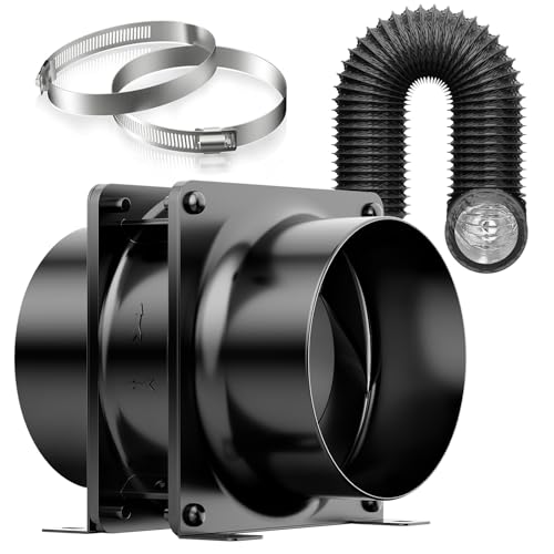 HG Power 100mm Axial Rohrventilator, Abluftventilator Leise 199m³/h Kanalventilator Energiesparend Badlüfter Rohrlüfter mit zwei Klemmen und 2m Schlauch für Growzelt Küchen Badezimmer Garage von HG Power