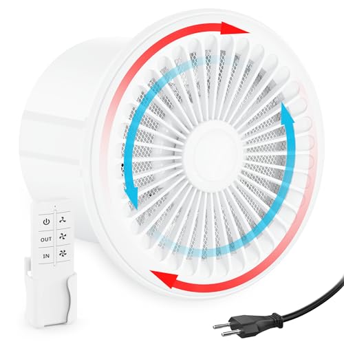 HG Power 150mm Abluftventilator 2 Richtungen Badlüfter mit Fernbedienung 3 Geschwindigkeiten Lüfter Leise mit Speicherfunktion für Bad Küche WC Garage Keller Auspuff und Einlass Belüftung von HG Power