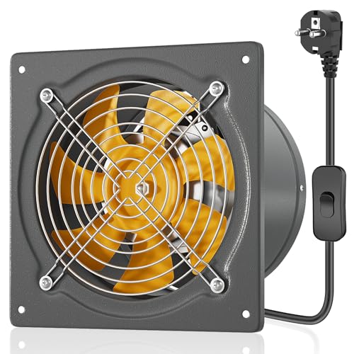 HG Power 150mm Abluftventilator 525m³/h Badlüfter Leiser mit Rücklaufklappe Leistungsstarke Wandventilator mit EU-Stecker für Küche Badezimmer Garage Untergeschoss, Grau von HG Power