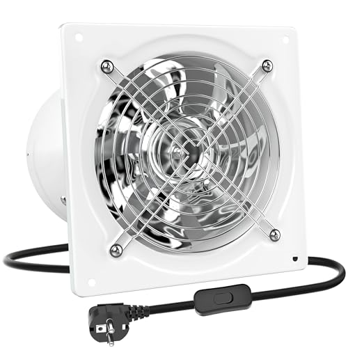 HG Power 200mm Abluftventilator 980m³/h Badlüfter Leiser mit Rücklaufklappe Leistungsstarke Wandventilator mit EU-Stecker für Küche Badezimmer Garage Untergeschoss, Weiß von HG Power