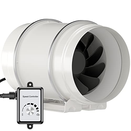 HG Power 200mm Regelbar Abluftventilator, Rohrventilator mit Ventilator Drehzahlregler Energiesparend Leise Kanalventilator Badlüfter Rohrlüfter für Küchen Badezimmer Garage Abluftgebläse von HG Power