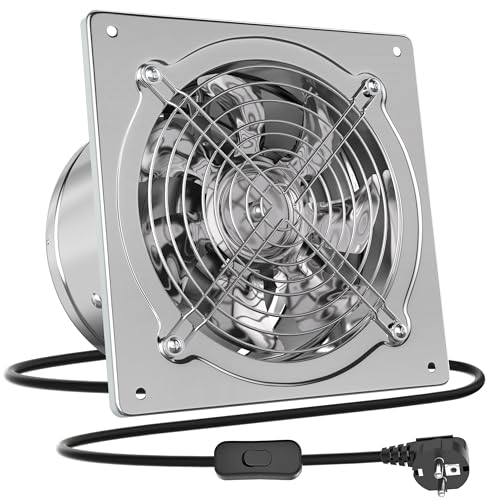 HG Power 250mm Abluftventilator 1680m³/h Badlüfter Leiser mit Rücklaufklappe Leistungsstarke Wandventilator mit EU-Stecker für Küche Badezimmer Garage Untergeschoss von HG Power
