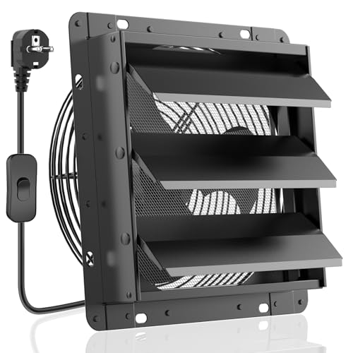 HG Power 250mm Abluftventilator Industrie Wandventilator 1100m³/h Wandlüfter mit Maschensieb Auspuffventilator mit EU-Stecker Aluminium Fensterventilator für Keller Garage Küche von HG Power