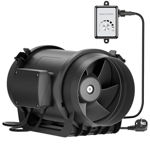 HG Power Rohrventilator 150mm Inline-Lüfter EC-Motoren Kanalventilator 798m³/h Abluftventilator EU-Stecker Rohrlüfter für Küchen Badezimmer Garage von HG Power