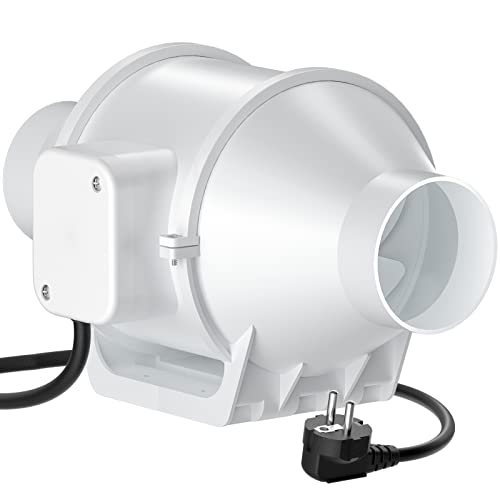 HG Power Rohrventilator 75mm, Abluftventilator 230V Leise Kanalventilator Energiesparend Badlüfter Rohrlüfter mit EU-Stecker für Küchen Badezimmer Garage von HG Power