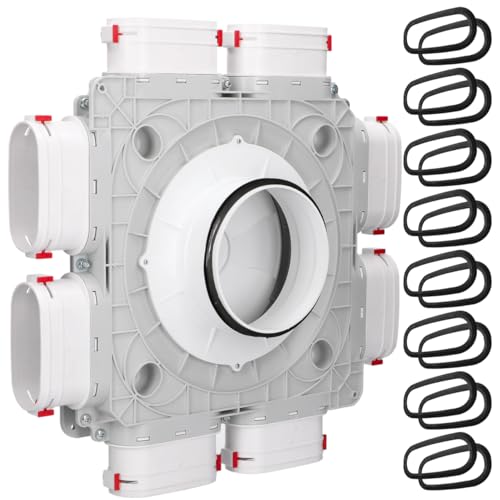 HG HAVA Luftverteiler OVAL 8x52x117 mm Ø160 (PP), Verteilerbox für Flachkanal-System, Plenum-Box zur Rekuperation, Zu- und Abluftkasten, kompatibel mit Flexivent von HG hava