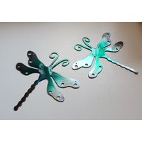 Libelle Metall Wand Kunst Dekor Teal Tainted Paar 17, 8 cm X 16, 5 Libelle Metall Wand Kunst Dekor Teal Tainted Paar 17, 8 cm X 16, 5 von HGArtworksCo