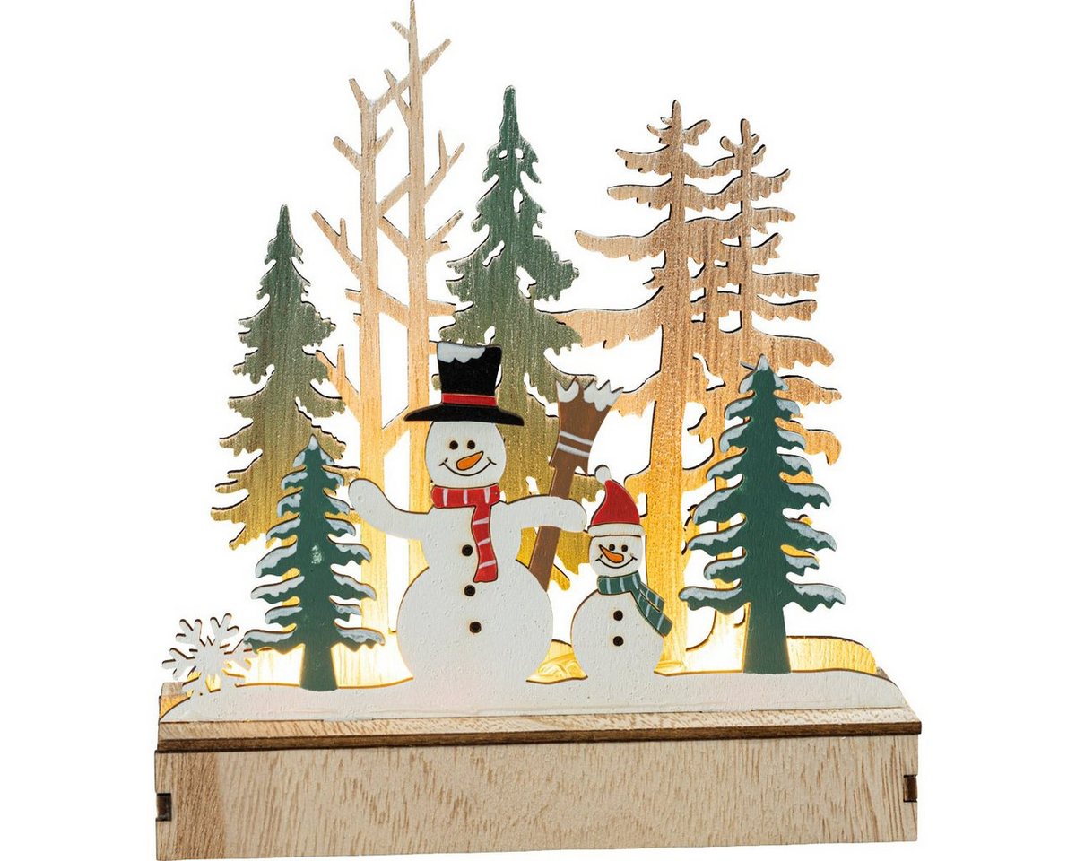 HGD Holz-Glas-Design Dekoobjekt LED Diorama Wald mit Schneemännern von HGD Holz-Glas-Design