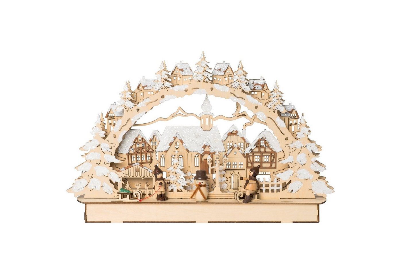 HGD Holz-Glas-Design Schwibbogen LED Schwibbogen Stadt mit Winterkindern (1-tlg), Leuchtbogen von HGD Holz-Glas-Design