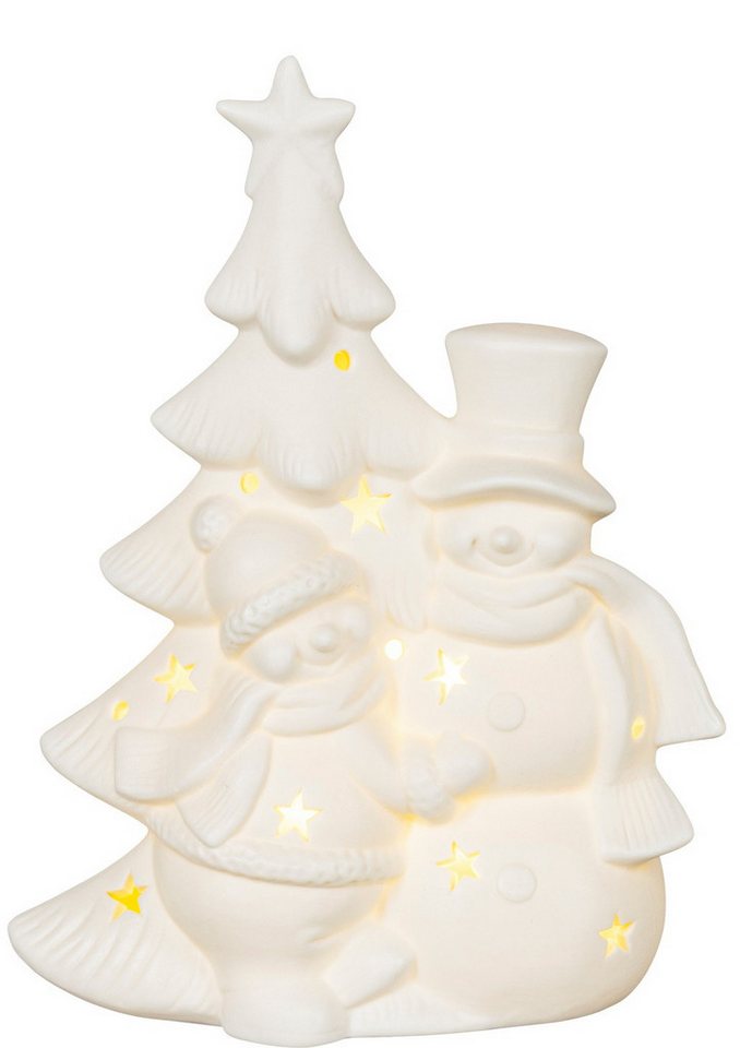 HGD Dekofigur LED-Porzellanfigur - Schneemann mit Weihnachtsbaum - in Weiß, für Fensterbank, Tisch oder als Teil einer weihnachtlichen Szene HGD Dekofigur LED-Porzellanfigur - Schneemann mit Weihnachtsbaum - in Weiß, für Fensterbank, Tisch oder als Teil einer weihnachtlichen Szene von HGD